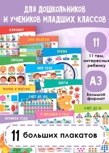 11 больших настенных плакатов для дошколят. Всё что нужно знать